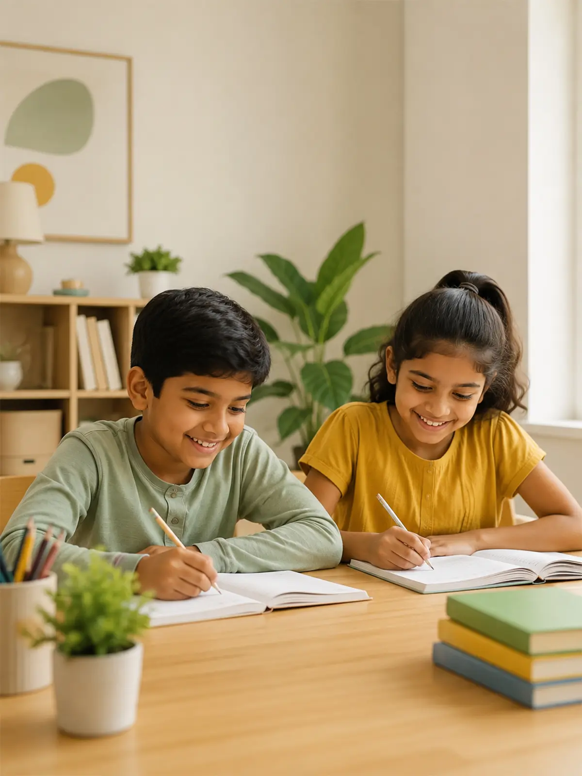 Children learning in a warm classroom setting